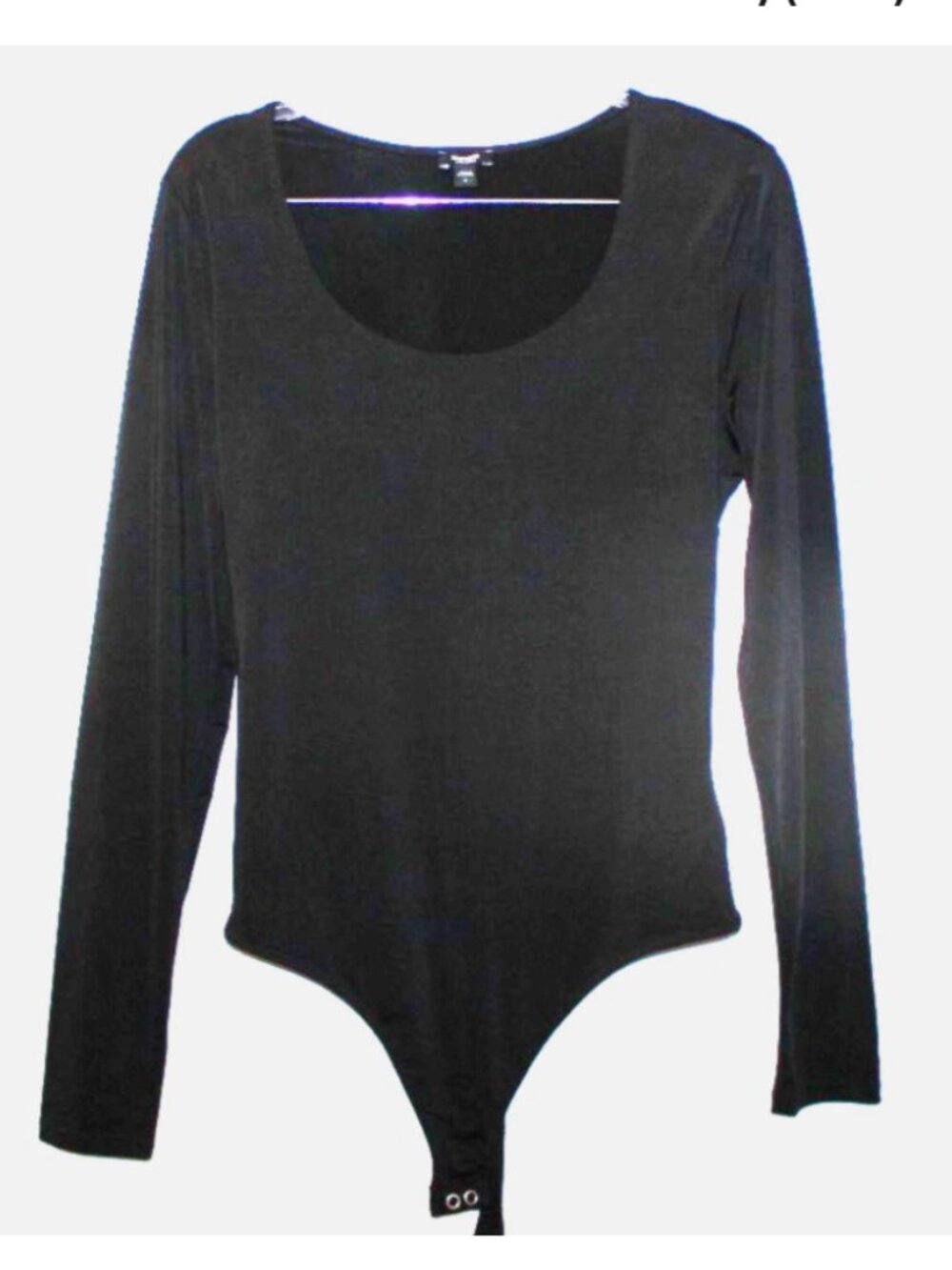 Express Black Thong Bodysuit Body Contour Long Sleeve Snap Crotch Sz M